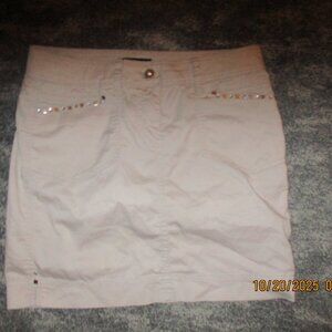 white house black market sz 4 jean type tan with studs skirt
